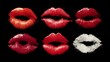 © Setia Fitra - Sensual red lipstick kiss marks on black background, passionate beauty concept