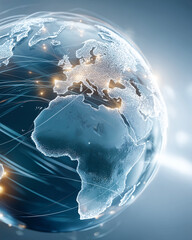 Wall Mural - global connectivity: a stunning visual representation of earth, illuminated with networks of light s
