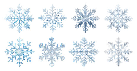 Wall Mural - png intricate crystal snowflake designs, element set on transparent background