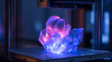 3D printed crystal formation on printer bed