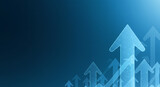 Growth Trajectory: A dynamic abstract composition featuring a cascade of upward-pointing arrows against a deep blue backdrop, symbolizing progress and advancement.