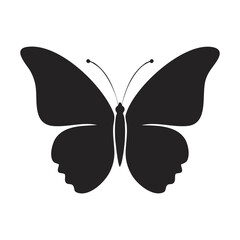 Wall Mural - Bold black butterfly silhouette in flying position