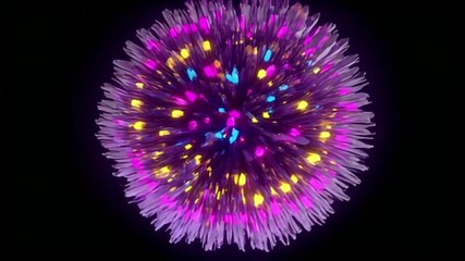 Abstract Glowing Sphere: Dynamic 3D Animation with Vibrant Colors and Geometric Patterns