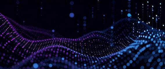 Wall Mural - anamorphic video abstract futuristic wavy particle background. perfect for backgrounds, technology-r