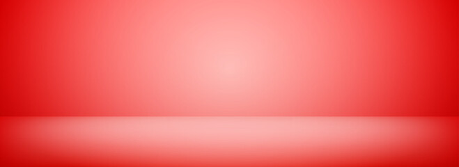 Red studio podium background. Gradient limbo scene wallpaper. Ruby shelf and wall backdrop for mockup, presentation, template, product showcase. Abstract cherry room stage display. Vector illustration