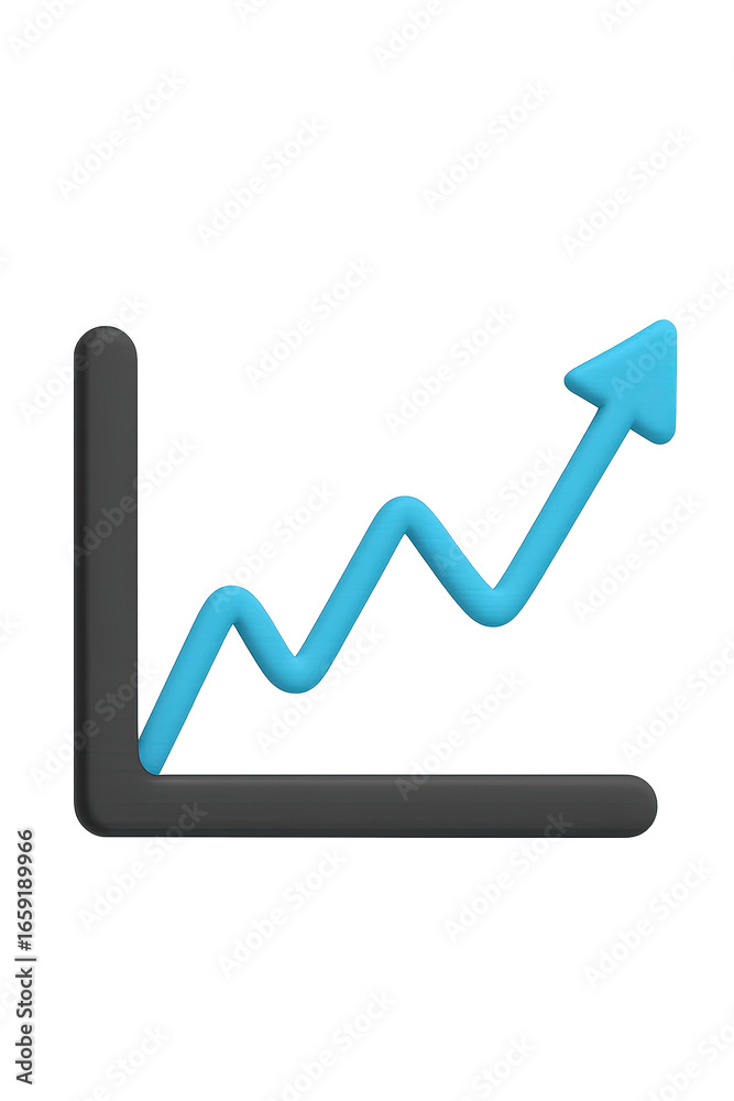 Isolate transparent 3D stock market line graph with upward spike icon ...