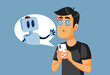 © nicoletaionescu - Man Suffering from AI Psychosis Vector Cartoon Character. Person chatting with a bot being delusional and having mental health problems
