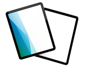 Elegant White Tablet Angled with Dark Screen PNG