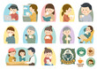© MEG-MEG - コーヒーを楽しむ人々のイラストセット、People Enjoying Coffee Illustration Set