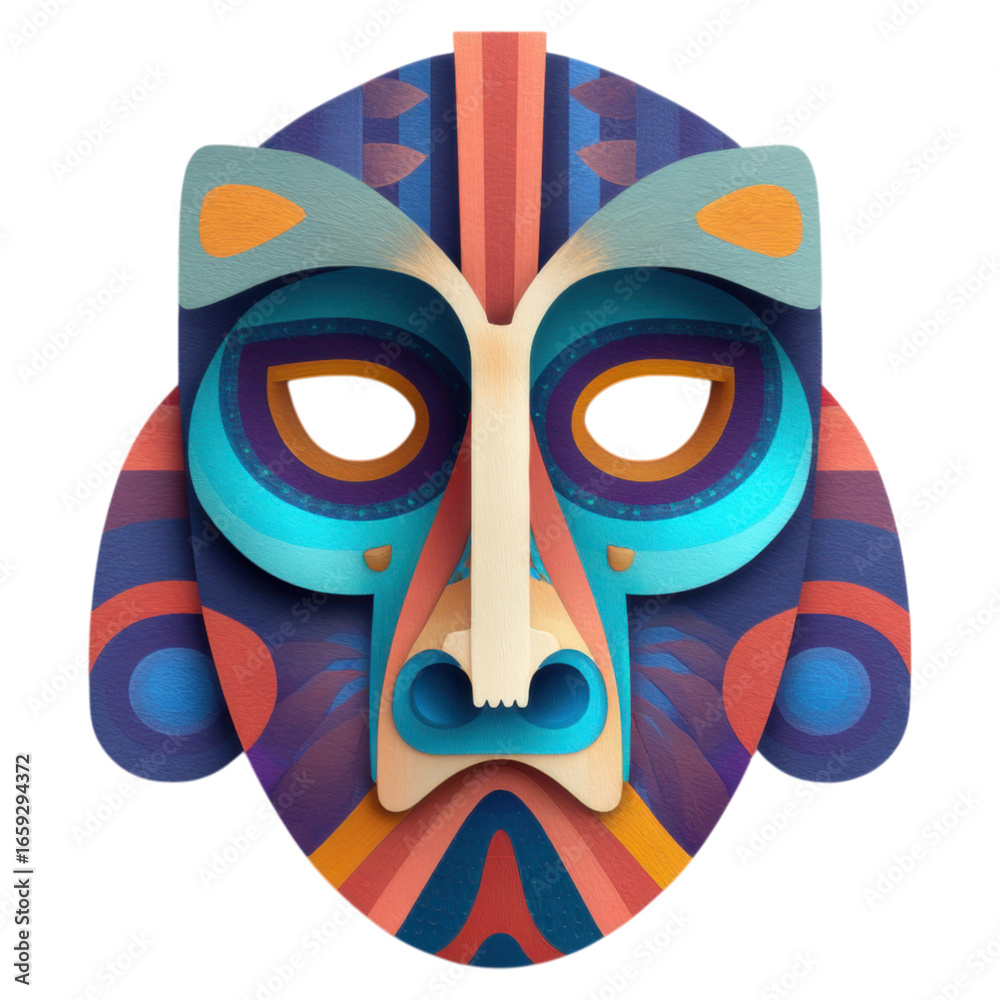 Colorful Decorative Tribal Mask with Intricate Patterns and Artistic ...