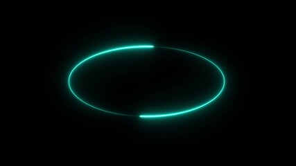Wall Mural - neon light circle frame loading icon background animation. neon circle frame on black background.