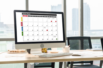 Wall Mural - calendar on computer software application for modish schedule planning for personal organizer and on
