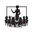 © MdBadal - teachers in class vector silhouette clip art logo design illustration. teacher's day icon collections.