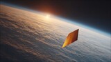solar sail spacecraft drifting through orbit