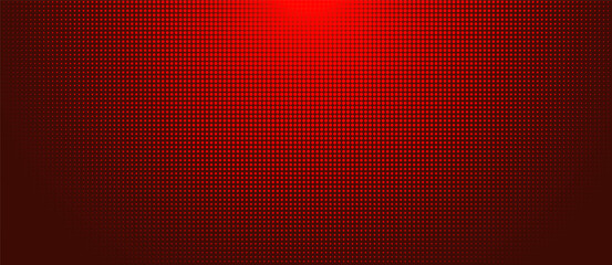 Red LED panel light with digital screen effect and pixel grid texture. 3D stage background or futuristic video wall for concert backdrop. Neon gradient pattern or OLED curve projection club displays.