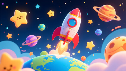 Wall Mural - World Space Day Space Exploration Future planets Aerospace technology background