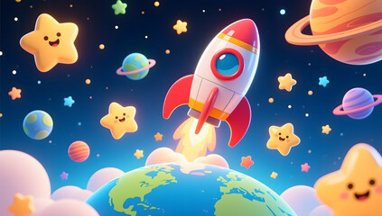 Wall Mural - World Space Day Space Exploration Future planets Aerospace technology background