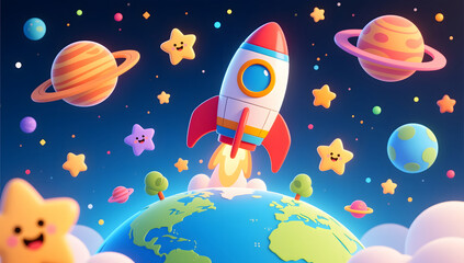 Wall Mural - World Space Day Space Exploration Future planets Aerospace technology background