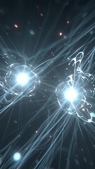 Wall Mural - Vertical video Quantum Entanglement Concept with Glowing Lines and Stars. Perfect for science-related projects, presentations on quantum computing, cosmology