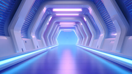 Futuristic sci fi corridor with elevator scene