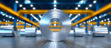 Modern factory workshop with stainless steel coil production scene