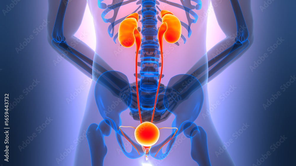 Human Urinary System Kidneys with Bladder Anatomy Stock Illustration ...