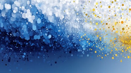 Modern hexagon pattern in blue gold high resolution picture