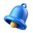 © Limon - Bright blue 3d rendered notification bell icon with a yellow clapper against a black background