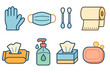 © Влада Яковенко - Children's Hygiene Icons. Flat vector mini-illustrations disposable hygiene products in colors children's illustrations:
