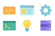 © BROTHER - Colorful Coding Icons. Flat vector mini-illustrations Freelance web developer in colors children's
