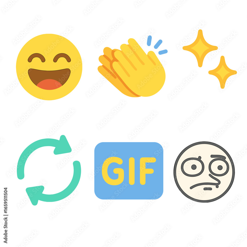 Colorful Meme Icons. Flat vector mini-illustrations Meme and GIF ...