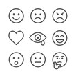 © Viacheslav - Emotion Icon Set. Outline icon set of life emotions: smile, sad face, angry face, love heart, crying eye, laughing face, surprised