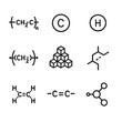 © Влада Яковенко - HDPE Structure Icons. Outline icon set of HDPE chemical structure: polymer chain, carbon atom, hydrogen atom, polymerization,
