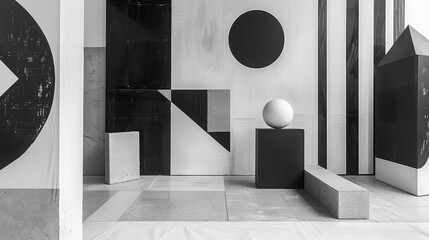 Abstract geometric still life with shapes in a modern composition
