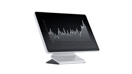 Wall Mural - modern monitor silver frame displaying line graph isolated on transparency background technology bus