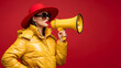 © JanSae Design - Fashion Woman with Megaphone – Bold Style and Communication Concept
