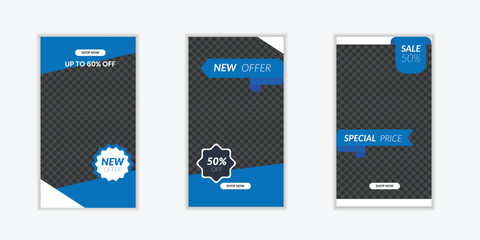 Wall Mural - Stories template set for banner sale, presentation, flyer, poster, invitation. Modern Screen backdrop for mobile app with place for photo. Social media story mockup