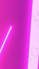 Wall Mural - animation of network of connections spinning over glowing neon purple lights