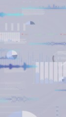 Sticker - animation of financial data processing and statistics over light background