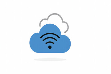 Vector of electronic clouds with wi-fi signal. Symbol of web data storage. Sign of mobile wireless