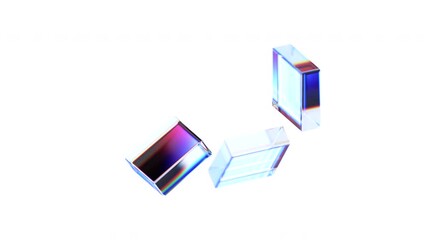 Wall Mural - abstract geometric animation, glass cube, 4k looping video, 3d render