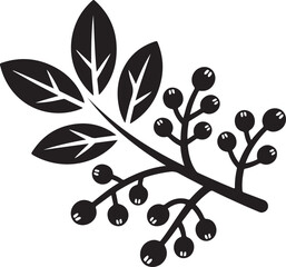 Coffee day vector art of a black silhouette of a coffee branch with leaves and beans
