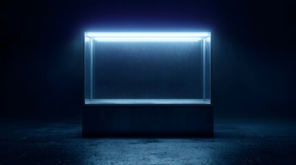 Canvas Print - illuminated product stand with blue edge lighting