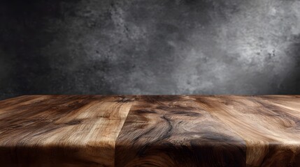 Wall Mural - a wood tabletop in a studio setting long title a high detailed wood tabletop displayed in a clean mi