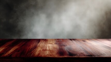 Wall Mural - polished wooden desk with soft shadow and neutral background