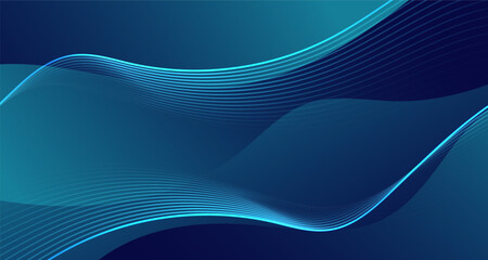 Wall Mural - abstract background with smooth flowing blue waves and curved line patterns.