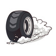 © Mahmuda - Black tire with smoke and tire marks grey white