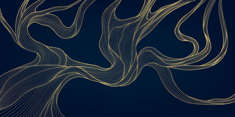 Wall Mural - vector wave abstract gold dark pattern, luxury flow background, fluid organic shape graphic. ocean e