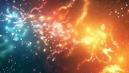 Wall Mural - Vibrant galaxy nebula with blue and orange glowing clouds and sparkling stars, perfect for backgrounds, sci-fi themes, and creative designs.