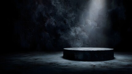Wall Mural - Dark minimalist stage for product display with spotlight